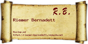 Riemer Bernadett névjegykártya